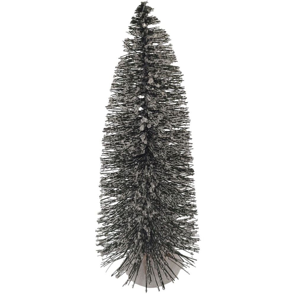Vintage Bottle Brush Christmas Tree Bristle White Base Snow Nine Inch 2002